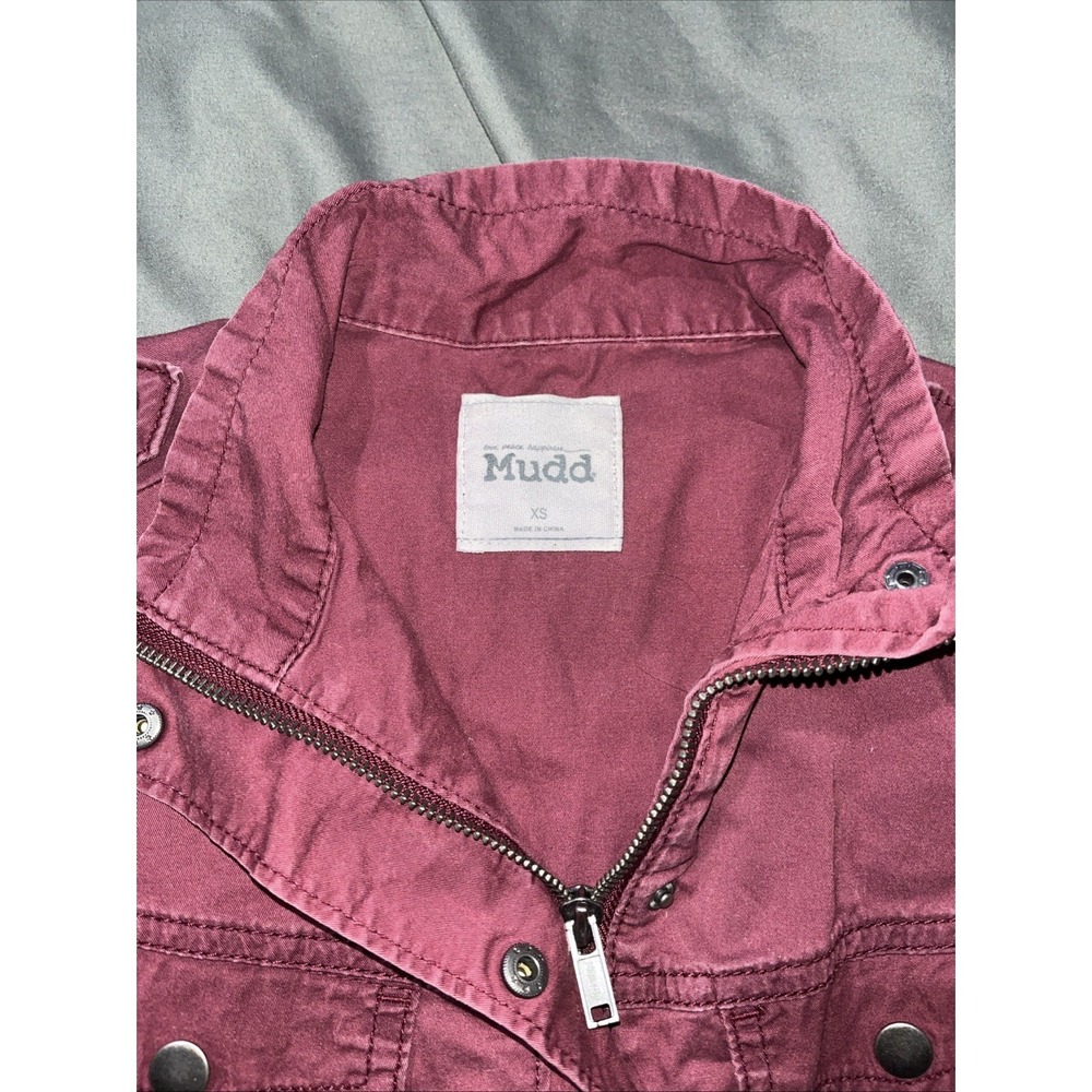 Mudd Y2K Size XS Faded Burgundy Jacket Button/Zip Up Cinch Waist & Snap Pockets. - Picture 2 of 14